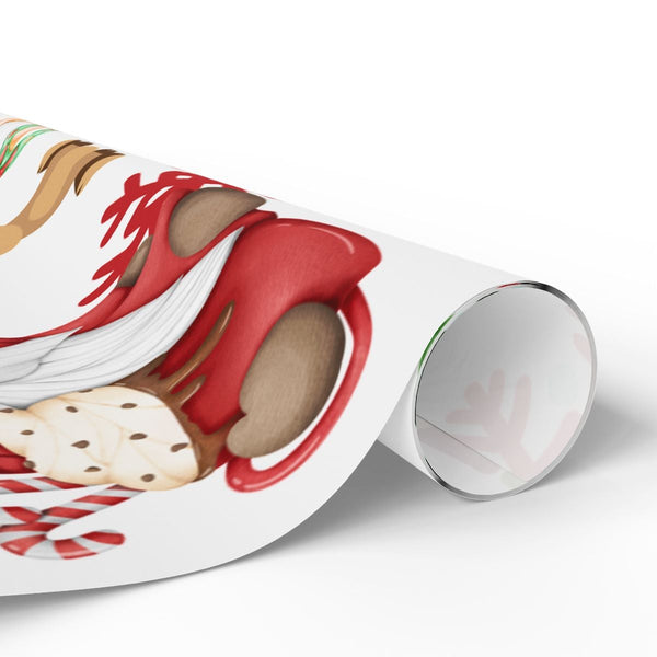 Christmas Gift Wrap Roll, Adorable Gnome and Reindeer Wrapping Paper, Holiday Wrapping Paper, Festive Xmas Gift Wrap, Winter 