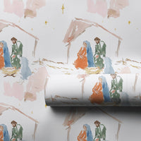 Minimalist Holy Family Gift Wrap, Watercolor Nativity Wrapping Paper, Religious Christmas Wrapping Paper, Christian Holiday Gift Wrap Roll