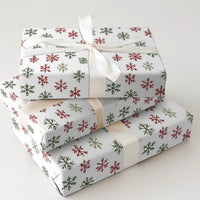 Christmas Holiday Gift Wrap, Rustic Red and Green Snowflake Wrapping Paper, Comfy Winter Wrapping Paper, Hand Drawn Xmas Gift Wrapping Paper