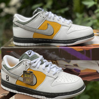 Low Top Sneakers, White Yellow Gray Colorway, Lace Up Design, Casual Gift for Sneaker Fans