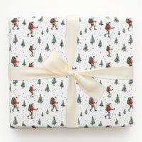 Outdoor Backpacking Santa Gift Wrap, Hiking Santa Christmas Wrapping Paper, Trekking Santa Wrapping Paper, Winter Adventure Holiday Paper