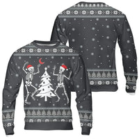 Spooky Xmas Ugly Holiday Sweater, Dancing Skeleton Christmas Sweatshirt, Gothic Winter Crewneck Sweatshirt, Humorous Creepy Adorable Holiday Present