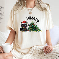 Humorous Cat in Holiday Lights T-Shirt, Grumpy Black Cat Christmas Shirt, Retro Grumpy Cat Graphic Tee, Adorable Cat Lover Christmas Shirt
