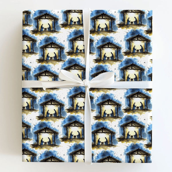 Holy Family Holiday Gift Wrap, Nativity Scene Christmas Wrapping Paper, Watercolor Religious Wrapping Paper, Christian Presen