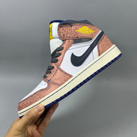 High Top Sneakers, White Black Orange Colorway, Lace Up Design, Casual Gift for Sneaker Fans