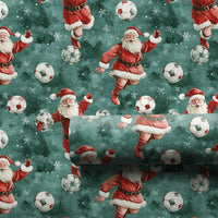 Sports Santa Holiday Gift Wrap Roll, Soccer Santa Christmas Wrapping Paper, Football Player Present Paper, Athletic Kid Gift Wrap