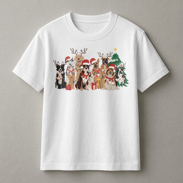 Adorable Holiday Puppy Shirt, Christmas Dogs Graphic T-Shirt, Festive Dog Lover Tee, Winter Animal Graphic Top, Christmas Pre
