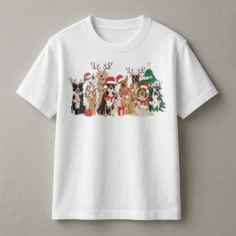 Adorable Holiday Puppy Shirt, Christmas Dogs Graphic T-Shirt, Festive Dog Lover Tee, Winter Animal Graphic Top, Christmas Present for Dog Mom