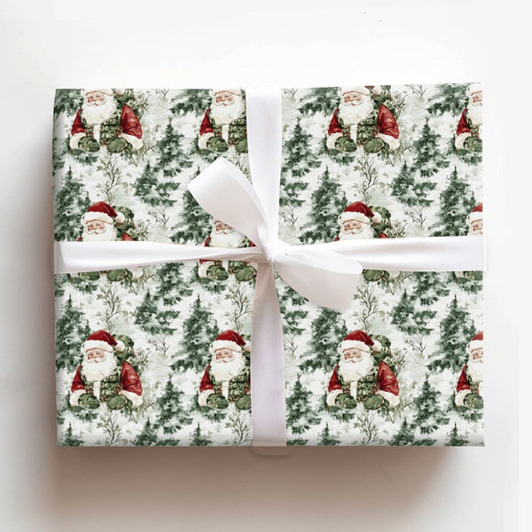 Camouflage Vest Santa Claus Gift Wrap, Tactical Santa Wrapping Paper, Military Christmas Wrapping Paper, Veteran Holiday Gift