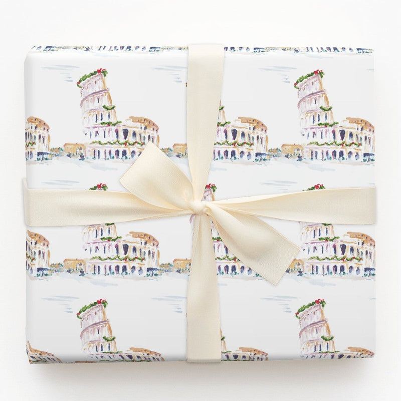 Italy Travel Christmas Gift Wrap, Roman Colosseum Wrapping Paper, Rome Landmark Wrapping Paper, Italian Holiday Wrapping Paper