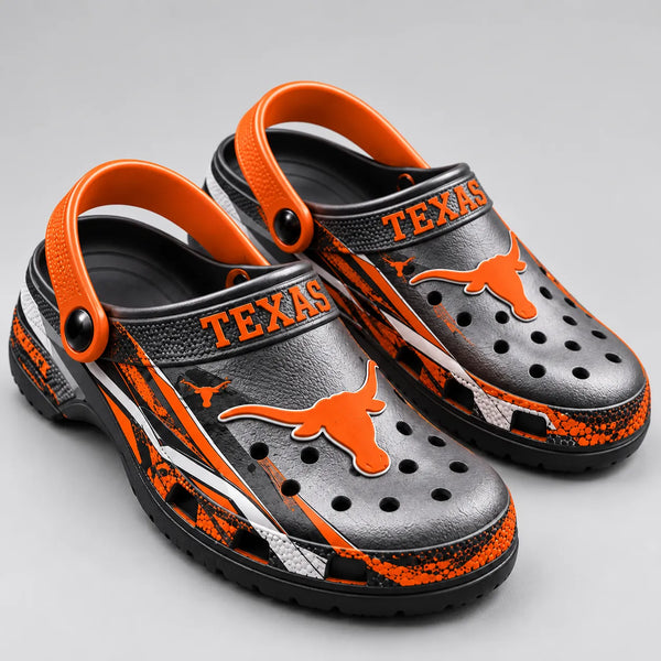 TEX Burnt Orange - Longhorn Mark on Graphite Clogs - main