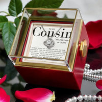 Sentimental Cousin Necklace, To My Cousin Love Knot Necklace, Sparkling Gold Finish Pendant Necklace, Rose Box Birthday Christmas Present