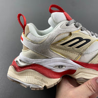 Low Top Sneakers, Red Gray Colorway, Lace Up Design, Casual Gift for Sneaker Fans