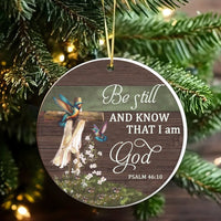 Be Still and Know Christian Cross Ornament, Psalm 46 10 Ceramic Ornament, Scripture Christmas Ornament, Religious Faith Tree Decor Present