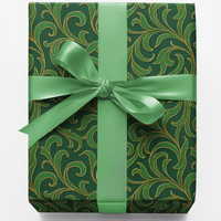 Botanical Scroll Gift Wrap, Verdant Vines Wrapping Paper, Green Foliage Wrapping Paper, Christmas Holiday Present Wrap, Winter Gift Wrap