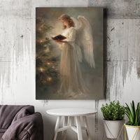Serene Religious Holiday Canvas Print, Christmas Angel Canvas Wall Art, Spiritual Christmas Wall Decor, Christian Angel Canvas Art Present