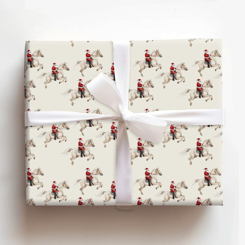 Equestrian Christmas Gift Wrap, Santa on Horseback Wrapping Paper, Watercolor Santa Wrapping Paper, Horse Lover Holiday Gift Wrap Roll