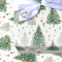 Festive Bauble Holiday Gift Wrap, Watercolor Christmas Trees Wrapping Paper, Snowflake Christmas Wrapping Paper, Winter Gift Wrap Roll