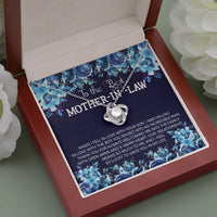14k White Gold Pendant Necklace, Mother-in-Law Love Knot Necklace, Sparkling Cubic Zirconia Necklace, Birthday Christmas Present for MIL