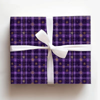 Gold Snowflake Holiday Gift Wrap, Purple Plaid Wrapping Paper, Tartan Winter Wrapping Paper, Elegant Christmas Gift Wrap Roll