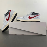 Low Top Sneakers, White Red Gray Colorway, Lace Up Design, Casual Gift for Sneaker Fans