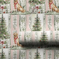 Watercolor Lab Dog Holiday Gift Wrap, Yellow Labrador Christmas Wrapping Paper, 90 GSM Fine Art Paper, Dog Lover Present Wrap