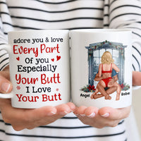 Romantic Christmas Window Ceramic Mug, Personalized Couple Mug, Holiday Couple Coffee Cup, Custom Anniversary Present for Husband