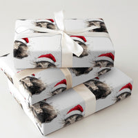 Adorable Animal Holiday Gift Wrap, Santa Hat Hedgehog Wrapping Paper, Watercolor Christmas Wrapping Paper, Festive Winter Wrapping Paper
