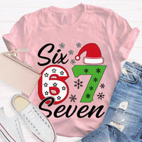 Festive Holiday Graphic Tee, Christmas Santa Hats Snowflakes T-Shirt, Adorable Winter Xmas Party Shirt, Retro Santa Snowflake Graphic T-Shirt