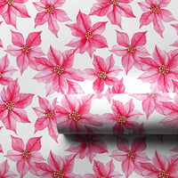 Watercolor Floral Christmas Gift Wrap, Pink Poinsettia Wrapping Paper, Elegant Holiday Wrapping Paper, Botanical Present Wrapping Paper