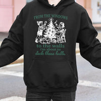 Humorous Christmas Song Lyrics Hoodie, Deck the Halls Hoodie, Holiday Party Hooded Sweatshirt, Comfy Winter Graphic Hoodie, Xmas Present for Her