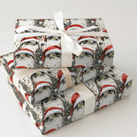 Santa Hat Bird of Prey Gift Wrapping Paper, Christmas Hawk Falcon Wrapping Paper, Festive Holiday Gift Wrap, Bird Lover Xmas Present Roll