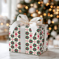 Holly Leaf Holiday Gift Wrap, Geometric Poinsettia Christmas Wrapping Paper, Festive Botanical Wrapping Paper, Vintage Xmas Gift Wrap Roll