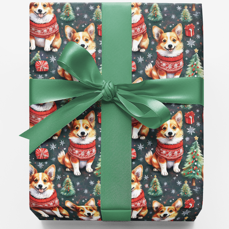 Adorable Dog Holiday Gift Wrap, Corgi Christmas Wrapping Paper, Festive Corgi Present Wrap, Winter Dog Lover Gift Wrap, Holiday Paper Roll