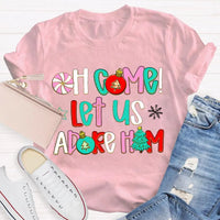 Religious Christian Holiday Tee, Oh Come Let Us Adore Him Christmas T-Shirt, Faith Nativity Graphic Shirt, Adorable Xmas Church Tee, Faith Present