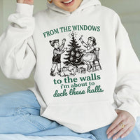 Humorous Christmas Hoodie, Deck the Halls Rap Hoodie, Hip Hop Holiday Hoodie, Xmas Graphic Hooded Sweatshirt, Holiday Present for Music Lovers