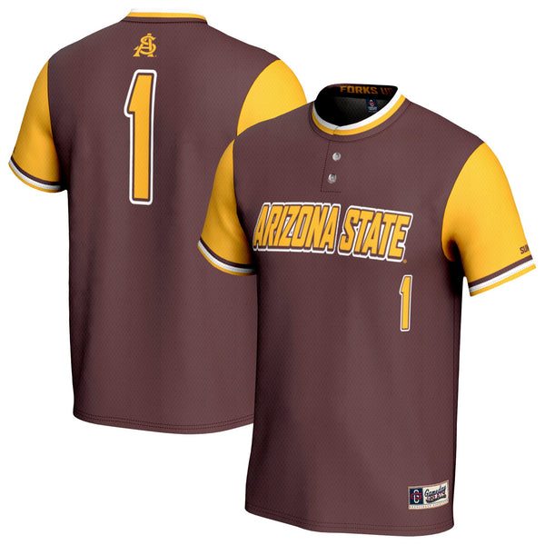 #1 Arizona State Sun Devils Lightweight Collegiate Softball Fashion Jersey - Maroon