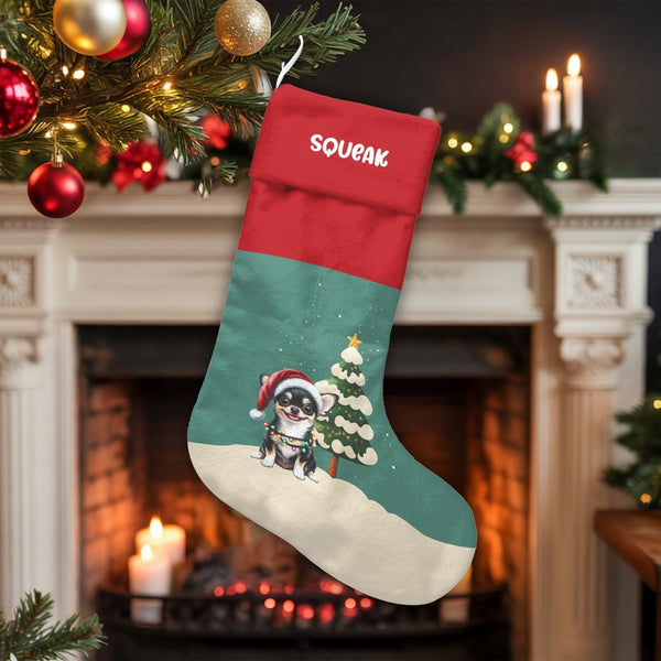 Adorable Dog Pet Holiday Stocking, Personalized Chihuahua Christmas Stocking, Custom Chihuahua Xmas Stocking, Puppy Lover Hol