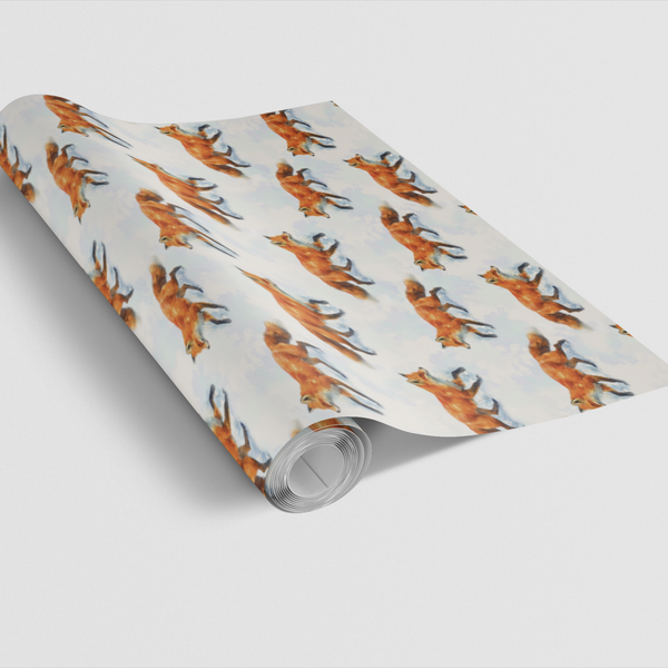 Hand Drawn Forest Fox Gift Wrap, Winter Fox Gift Wrapping Paper, Woodland Animal Wrapping Paper, Christmas Holiday Gift Wrap 