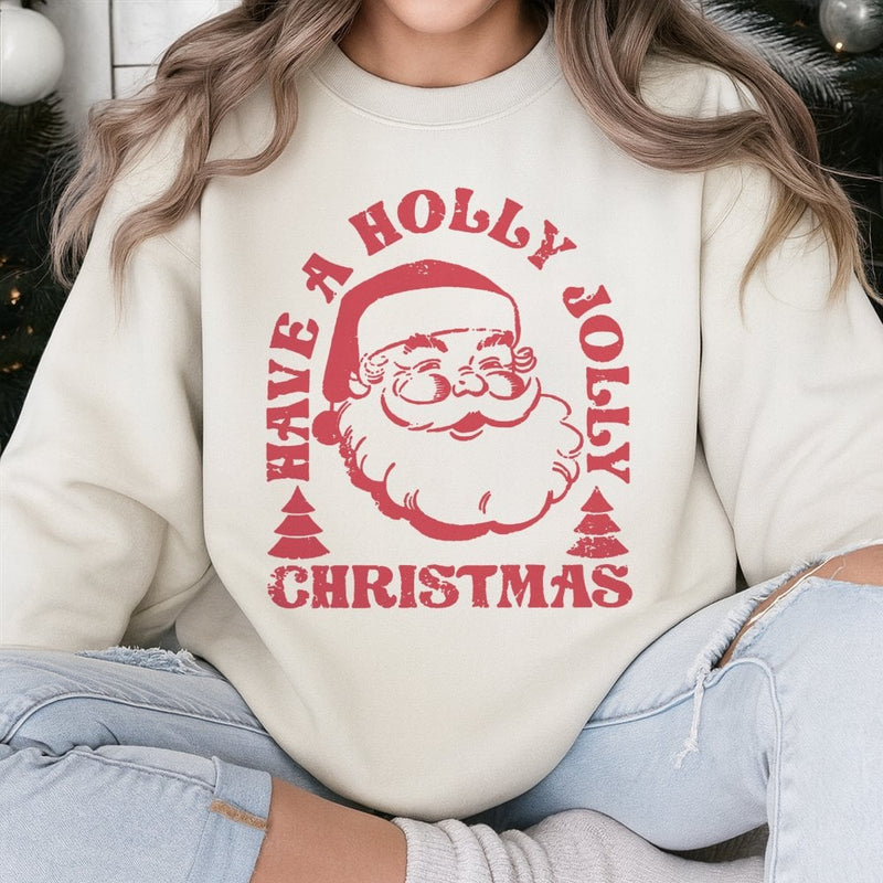 Holly Jolly Holiday Sweatshirt, Retro Santa Christmas Sweatshirt, Vintage Santa Claus Sweatshirt, Winter Xmas Crewneck, Comfy Holiday Present