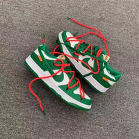 Low Top Sneakers, Green Off White Colorway, Lace Up Design, Casual Gift for Sneaker Fans