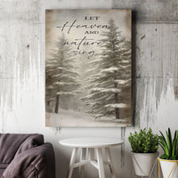 Winter Snowy Forest Canvas Print, Let Heaven and Nature Sing Canvas Wall Art, Christmas Tree Wall Decor, Holiday Art Canvas, Winter Present