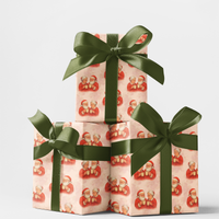 Adorable Holiday Gift Wrap, Santa Mrs Claus Coffee Christmas Wrapping Paper, Festive Xmas Wrapping Paper Roll, Comfy Coffee Lover Present Wrap