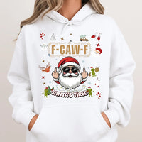 Rude Christmas Humor Sweatshirt, Humorous Santa Tired Hoodie, Sarcastic Santa Claus Pullover, Novelty Adult Holiday Hoodie, Xmas Gag Present