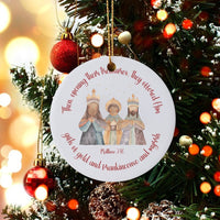 Nativity Bible Verse Ornament, Three Wise Men Christmas Ornament, Religious Ceramic Holiday Ornament, Christian Family Keepsake Present