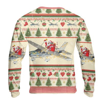 Flying Santa Airplane Holiday Sweater, Pilot Ugly Christmas Sweater, Aviation Xmas Crewneck Sweatshirt, Humorous Pilot Graphic Winter Sweater