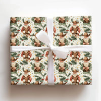 Western Holiday Santa Gift Wrap, Cowboy Santa Wrapping Paper, Rustic Country Christmas Wrapping Paper, Whimsical Pine Berry Gift Wrap Paper