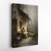 Holy Family Manger Poster, Nativity Scene Christmas Wall Art Print, Christian Holiday Printable Art, Instant Digital Download Decor