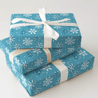 Light Blue Snow Holiday Gift Wrap, Winter Snowflake Wrapping Paper, Christmas Snow Wrapping Paper, Festive Winter Holiday Wrapping Paper