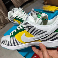 Low Top Sneakers, White Yellow Black Colorway, Glow in the Dark Detail, Lace Up Design, Casual Gift for Sneaker Fans
